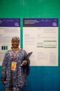 MSDAT Project Manager, Ummi Abdulsalam at the MSDAT exhibition stand for the Minister’s walk-through.